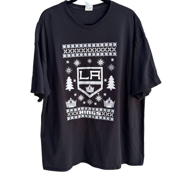 LA Kings NHL Hockey Black Ugly Christmas Sweater T-Shirt Delta Pro Weight 2XL - Picture 1 of 7